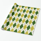 Papier Cadeau Motif Argyle Vert et Jaune (Déroulé)