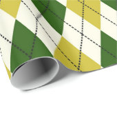 Papier Cadeau Motif Argyle Vert et Jaune (Coin rond)