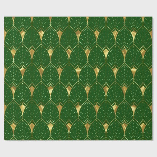 Papier Cadeau Motif Art Déco Art Déco Or Vert (Plat)