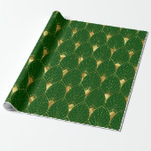 Papier Cadeau Motif Art Déco Art Déco Or Vert (Déroulé)