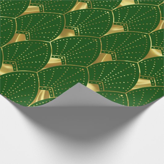 Papier Cadeau Motif Art Déco Art Déco Or Vert (Coin)