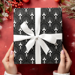 Papier Cadeau Motif art déco blanc et noir