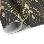 Papier Cadeau Motif Art déco Gold et Black gram (Coin rond)