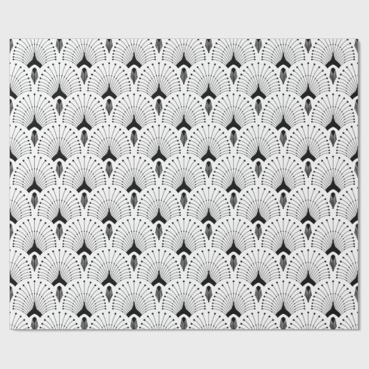 Papier Cadeau Motif art déco noir et blanc (Plat)