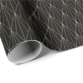 Papier Cadeau Motif Art déco noir et or (Coin rond)