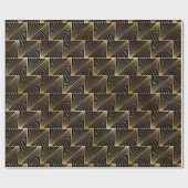 Papier Cadeau Motif Art déco noir et or (Plat)
