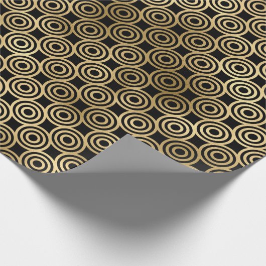Papier Cadeau Motif Art déco noir et or (Coin)