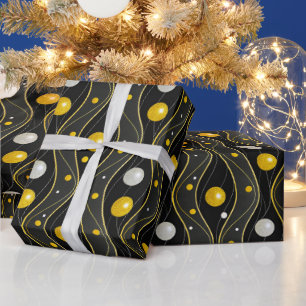 Papier Cadeau Motif Art Déco Or Argent Noir