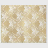 Papier Cadeau Motif Art déco or & blanc (Plat)