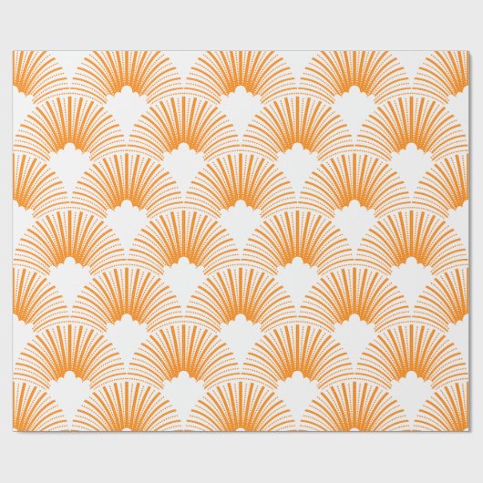 Papier Cadeau Motif art déco orange sur arrière - plan blanc (Plat)