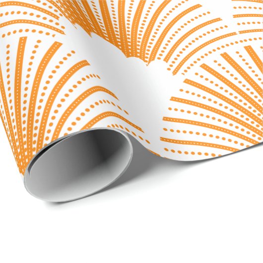 Papier Cadeau Motif art déco orange sur arrière - plan blanc (Coin rond)