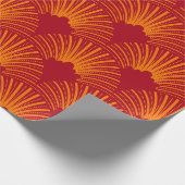 Papier Cadeau Motif art déco orange sur arrière - plan rouge pro (Coin)