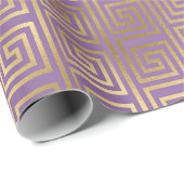 Papier Cadeau Motif Art Déco violet et or (Coin rond)