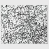 Papier Cadeau motif artistique abstrait noir blanc (Plat)