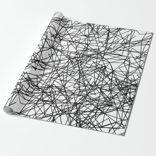 Papier Cadeau motif artistique abstrait noir blanc (Déroulé)