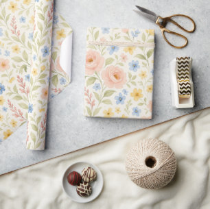Papier Cadeau Motif artistique floral français chic shabby éléga