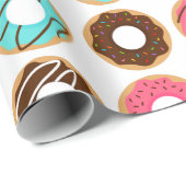 Papier Cadeau Motif Assorti Donuts (Coin rond)