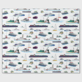 Papier Cadeau Motif au hasard des bateaux et des navires (Plat)