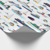 Papier Cadeau Motif au hasard des bateaux et des navires (Coin)