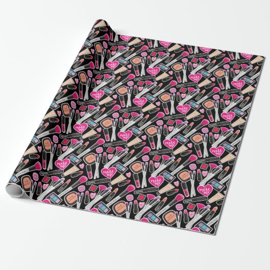 Papier Cadeau Motif au néon de maquillage (Déroulé)