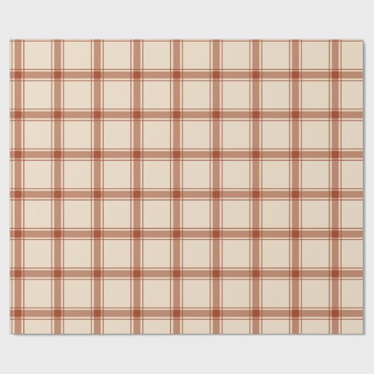 Papier Cadeau Motif Automne Rustique Plaid Grid (Plat)