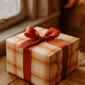 Papier Cadeau Motif Automne Rustique Plaid Grid