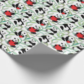 Papier Cadeau motif aux charmants pandas au coeur (Coin)
