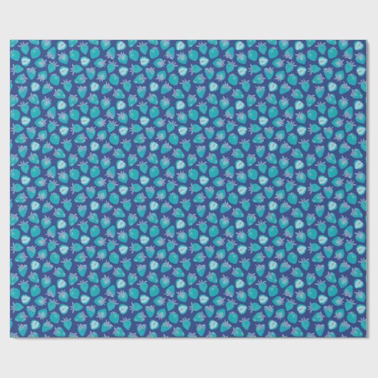 Papier Cadeau Motif aux fraises bleues (Plat)