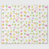 Papier Cadeau Motif aux fruits et légumes cuits pastel (Plat)