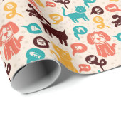 Papier Cadeau Motif Avec Chats Et Chiens Amusants (Coin rond)