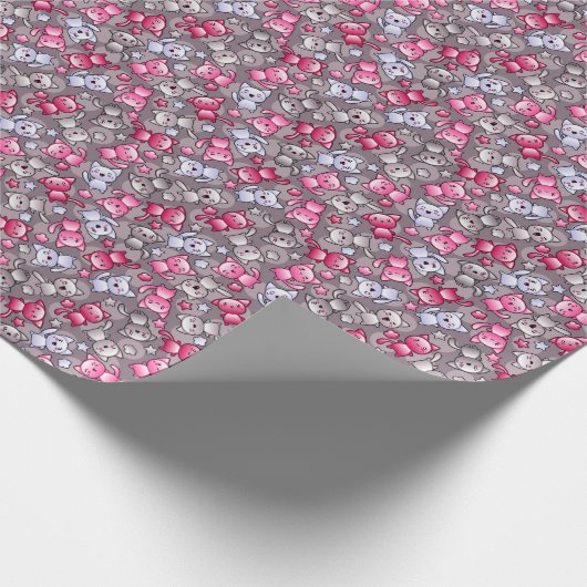 Papier Cadeau motif avec chats kawaii doodle mignon (Coin)