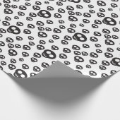 Papier Cadeau Motif avec crâne noir sur blanc (Coin)