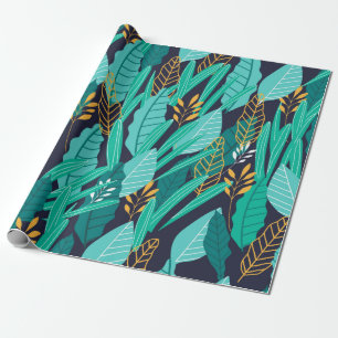Papier Cadeau Motif avec différents feuilles tropicaux abstrait