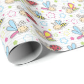 Papier Cadeau motif avec insectes (Coin rond)