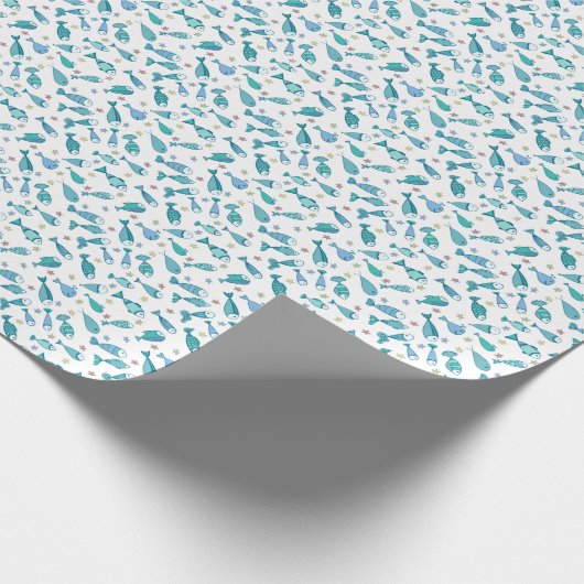 Papier Cadeau Motif Avec Poisson Et Estarfish (Coin)