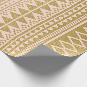 Papier Cadeau Motif aztèque géométrique de feuille d'or de Fa