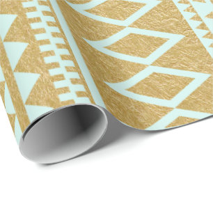 Papier Cadeau Motif aztèque géométrique de feuille d'or de Fa