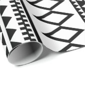 Papier Cadeau Motif aztèque géométrique noir et blanc (Coin rond)