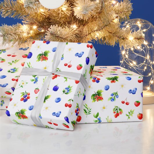 Papier Cadeau Motif Baies Mixtes (Vacances)