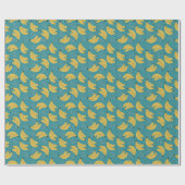 Papier Cadeau motif banane vintage, arrière - plan bleu. (Plat)