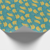 Papier Cadeau motif banane vintage, arrière - plan bleu. (Coin)
