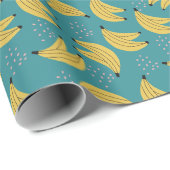 Papier Cadeau motif banane vintage, arrière - plan bleu. (Coin rond)