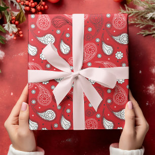 Papier Cadeau Motif Bandana Rouge & Blanc Personnaliser
