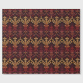 Papier Cadeau Motif baroque d'or rouge (Plat)