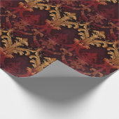 Papier Cadeau Motif baroque d'or rouge (Coin)