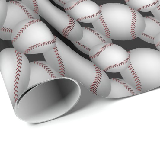 Papier Cadeau Motif Baseballs (Coin rond)