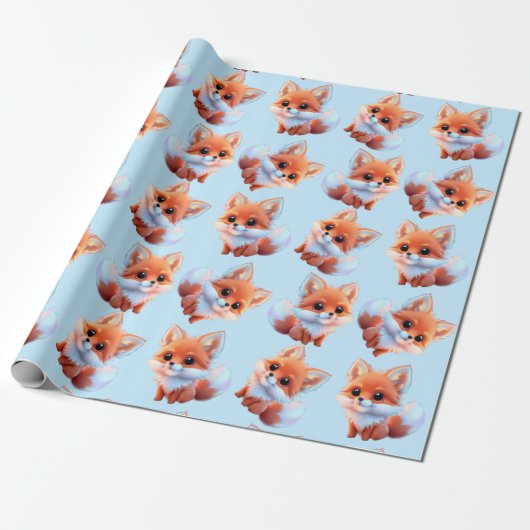 Papier Cadeau Motif bébé fox (Déroulé)