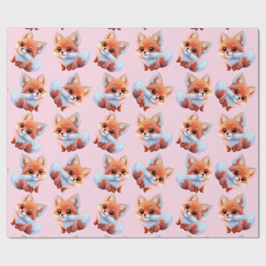Papier Cadeau Motif bébé fox (Plat)