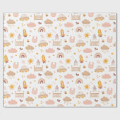 Papier Cadeau Motif bébé mignon pour enfants. Pépinière de jouet (Plat)