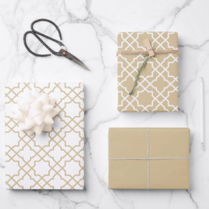 Papier cadeau Motif Beige or Arabesque